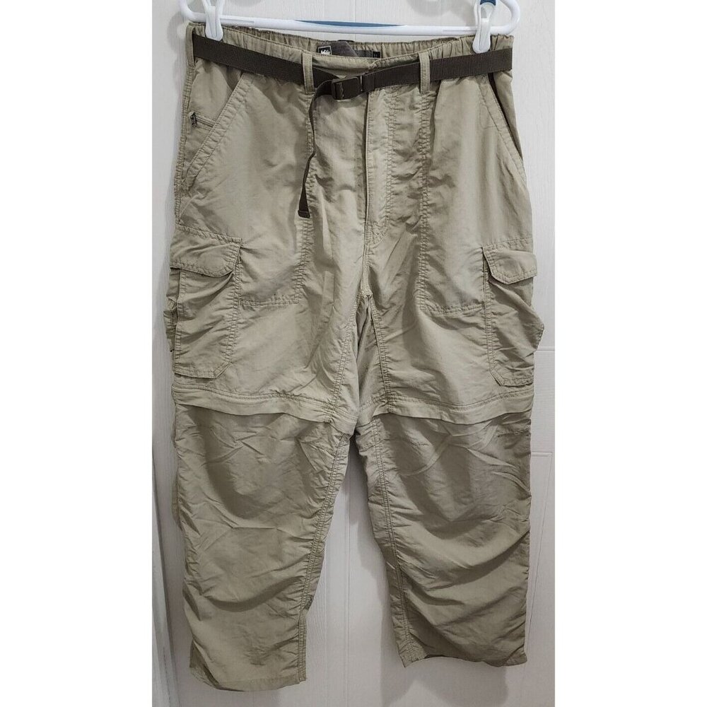 REI Beige UPF50+ Belted Nylon Hiking Cargo Convertible Pants Size Large x 30L